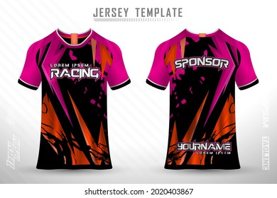 Front back tshirt design. Sports design for football, racing, cycling, gaming jersey vector.