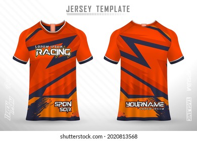 Front back tshirt design. Sports design for football, racing, cycling, gaming jersey vector.