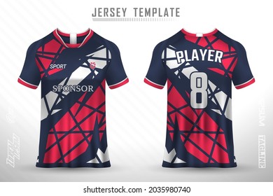 Front back tshirt design. Sports design for football, racing, cycling, gaming jersey vector.