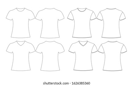 front and back t-shirt icon ilustrasion line draw