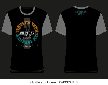 front and back typography mockup vector t shirt design