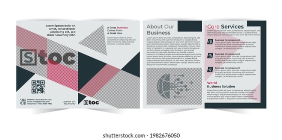 Front and back view A4 size corporate business bifold concept