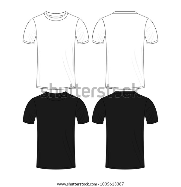 Front Back View Black White Tshirt Stock Vector Royalty Free