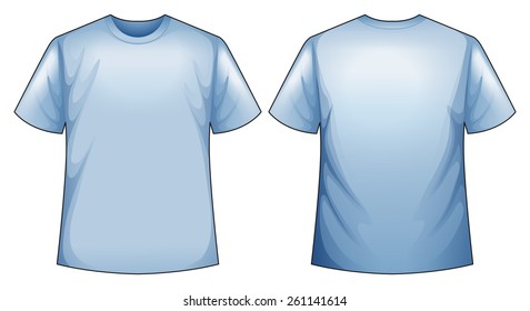 Front and back view of blue shirt