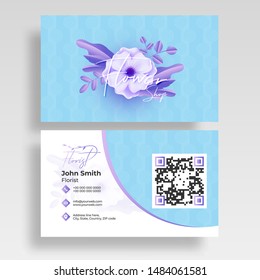 Vista frontal y trasera de tarjetas de visita o diseño de tarjetas de visita con flor hermosa para Flower Shop.