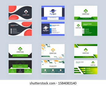 Front and Back View of Business Card or Visiting Card Design Set with Abstract Pattern.