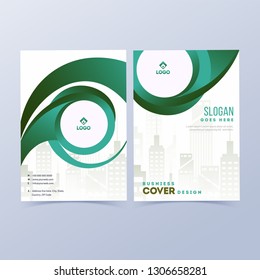 Front and back view of business template or cover design with abstract elements.