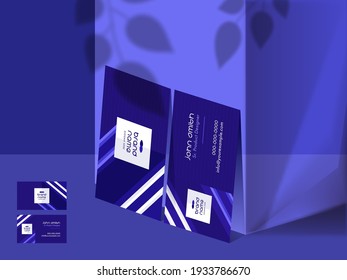 Front And Back View Of Business Or Visiting Card On Blue Background.