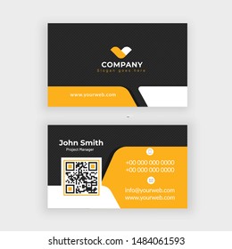 Front and back view of company card or visiting card design in black and yellow color.