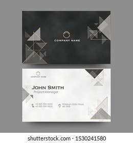 Front and back view of company card or visiting card design with geometric elements.