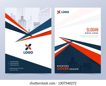 Front and back view of cover page or template design layout for corporate sector.