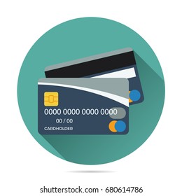 front and back view credit card vector flat icon, for payment, bank, money, financial, business illustration