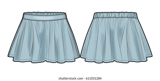 Front and back view of a flared skirt