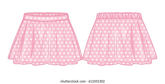 Front and back view of a flared skirt