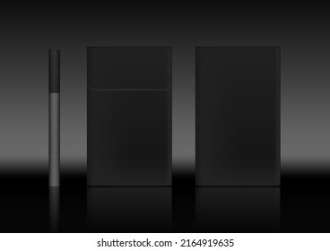 Front And Back View Of Flip-top Cigarette Pack Isolated On Dark Background. EPS10. Vector