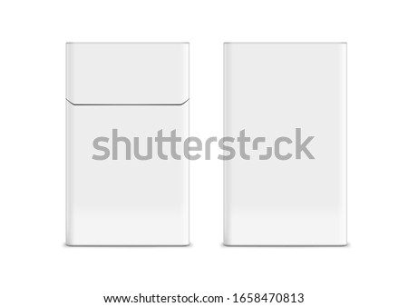 Front And Back View Of Flip-top Cigarette Pack Isolated On White Background. EPS10. Vector