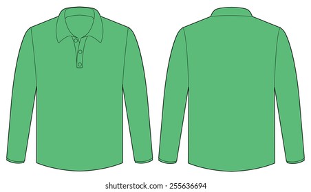 front and back view of a green shirt