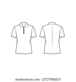 ilustração de visão frontal e traseira de um modelo em branco de design de camisa polo