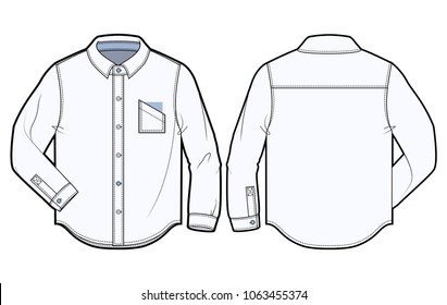 Front and back view of a long-sleeved shirt