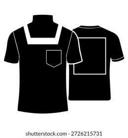 Vista frontal e traseira de um homem t-shirt silhueta vetor ilustração para modelo de design de moda isolado no fundo branco vestuário mockup