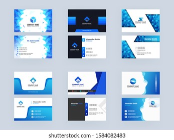 Front and Back View of Modern Abstract Business Card Design Set.