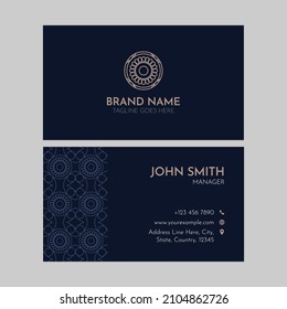 Front And Back View Of Professional Business Card In Blue Color.