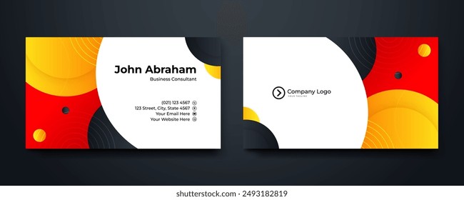 Front and back view of Professional Business card with abstract design.