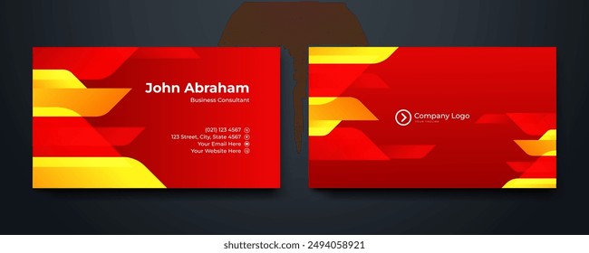 Front and back view of Professional Business card with abstract design.