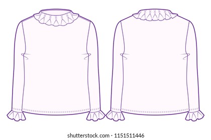 Front and back view of roll-neck sweater