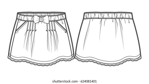 Front and back view of a skirt