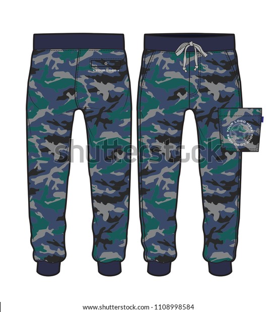 Download Front Back View Sport Pants Camouflage Stock Vector ...