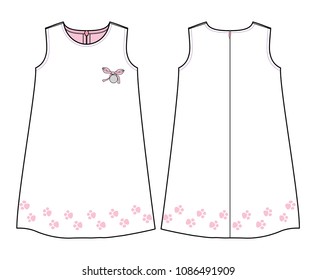 Front and back view of a summer dress for baby girls