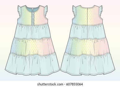 Front and back view of a summer dress