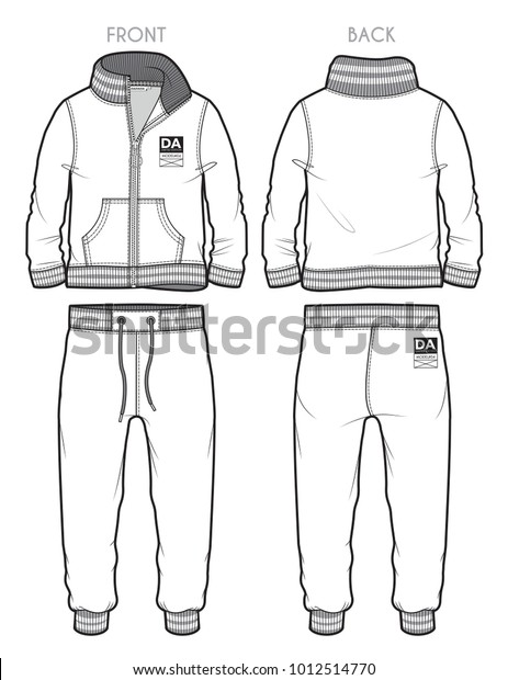 Front Back View Tracksuit Ribbed Cuffs Stock Vector (Royalty Free ...