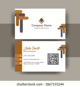 Front And Back View Of Visiting Card Design For Interior Designer.