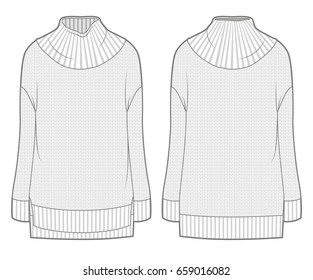 Front and back view of white knitted sweater