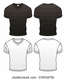 Front and back views of blank t-shirt