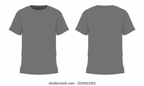 
Front and back views of men's black t-shirt on white background