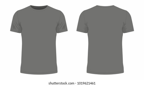 
Front and back views of men's black t-shirt on white background