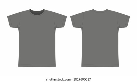 Front and back views of men's black t-shirt on white background