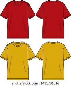 Front and back views of men's black t-shirt