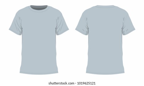 Front and back views of men's gray t-shirt on white background