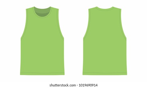 Front and back views of men's green t-shirt on white background