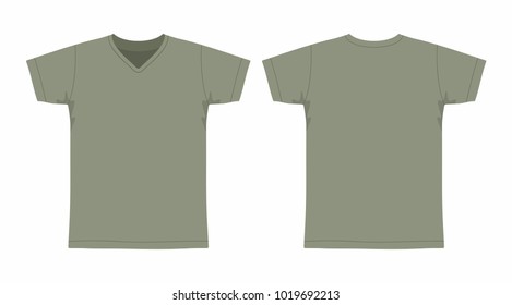 Front and back views of men's military t-shirt on white background