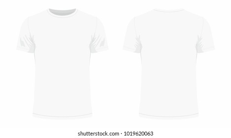 
Front and back views of men's white t-shirt on white background