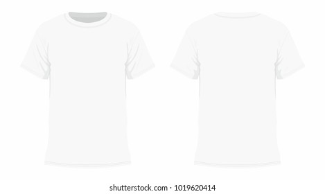 
Front and back views of men's white t-shirt on white background