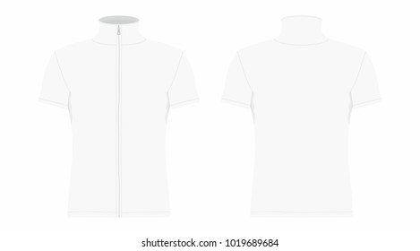 Front and back views of men's white t-shirt on white background