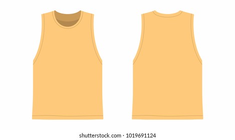 
Front and back views of men's yellow t-shirt on white background