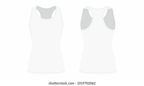Front and back views of women's white t-shirt on white background