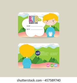 Front And Back VIP Kids Member Card Template Vector Illustration